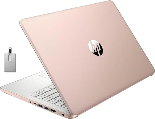 HP Premium 14″ Stream HD Laptop, Intel Celeron N4120 CPU, 4GB RAM, 64GB eMMC, Webcam, UHD Graphics, Bluetooth, WiFi, HDMI, 1 Year Office 365, Windows 11s, Gold, 32GB Hotface USB Card