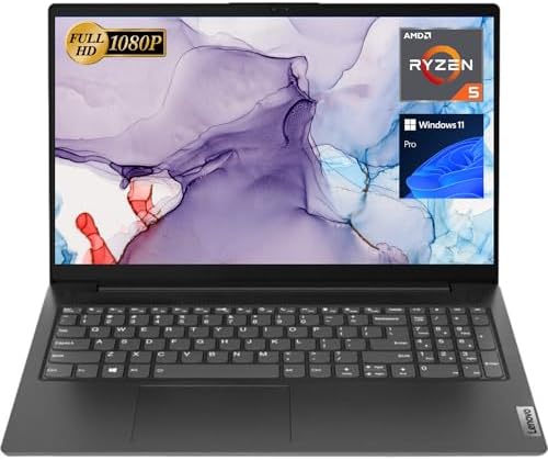 Lenovo V15 Laptop, 15.6″ FHD Display, AMD Ryzen 5 5500U Hexa-core Processor (Beat Intel i7-1065G7), 16GB RAM, 512GB SSD, HDMI, RJ45, Numeric Keypad, Wi-Fi, Windows 11 Pro, Black