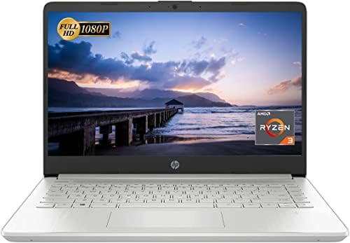 HP 14 Laptop, 14″ FHD Display, AMD Ryzen 3 3250U Processor, 32GB DDR4 RAM, 1TB PCIe SSD, USB Type-C, Wi-Fi, Webcam, HDMI, Windows 11 Home, Silver